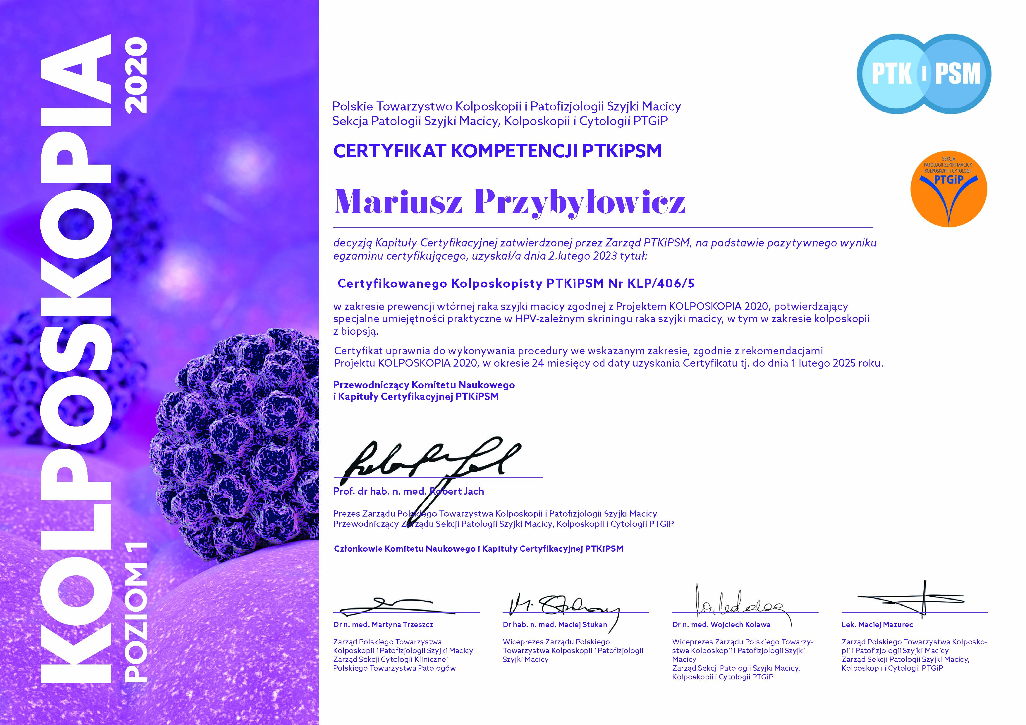 Certyfikat kompetencji PTKiPSM